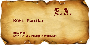Réfi Mónika névjegykártya
